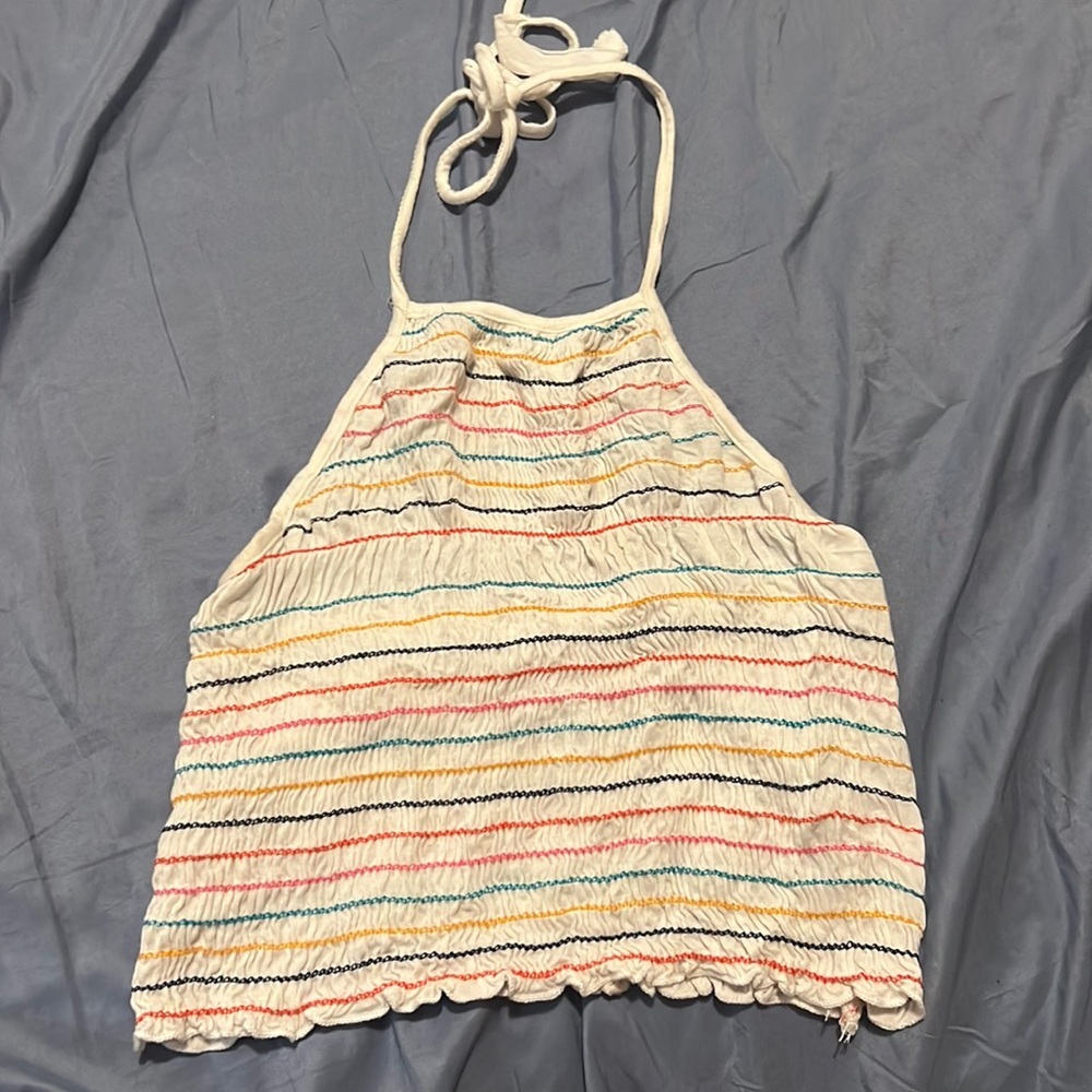 White Cropped Halter Top